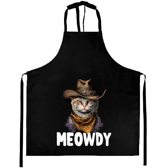 Meowdy Cat Meme Country Meow Howdy Funny Aprons