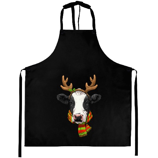 Cow Christmas Santa Clause ReindeerCow Lover Farme Aprons
