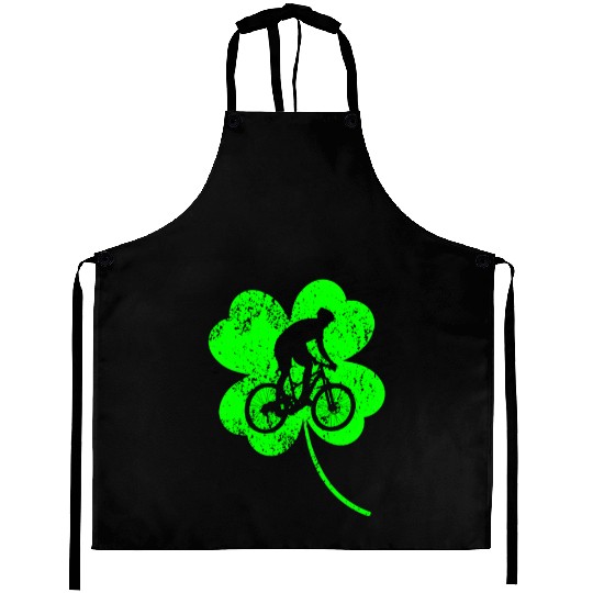 Biking St. Patrick's day shamrock Aprons