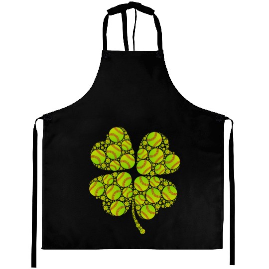 Baseball shamrock lucky charm baseball Aprons