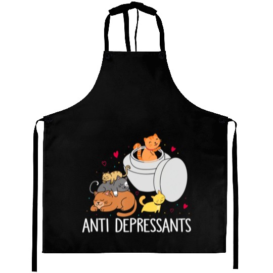 Funny Anti Depressants Cat Lover Sobriety Drug Fre Aprons