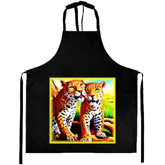 Jaguars Animals Nature oil Painting. Buy Now Aprons