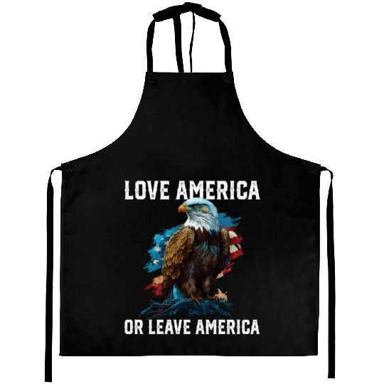 Love America Or Leave America Patriotic USA Flag Aprons