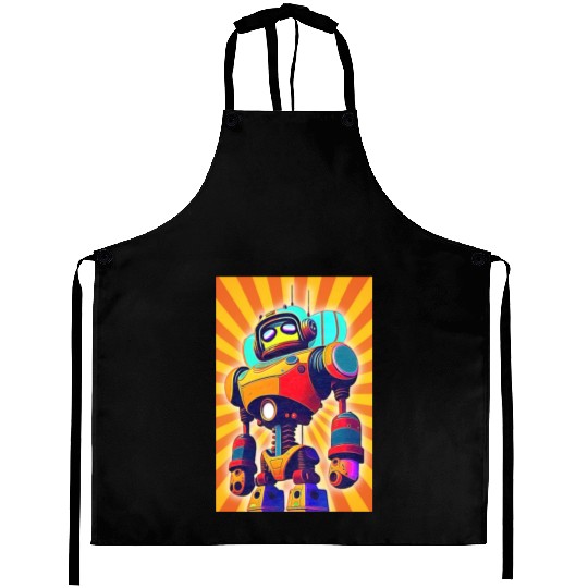 super hero cartoon iron man robot Aprons