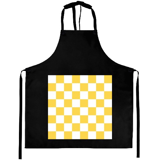 Yellow checker rectangle background. Aprons