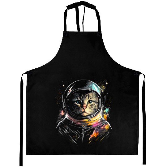Space Cat on Galaxy Cat Lover Aprons