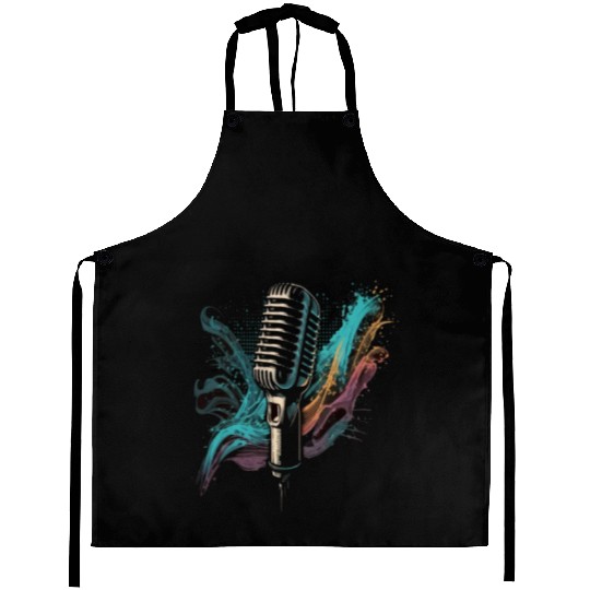 AV Technician Sound Waves Microphone Audio Music Aprons