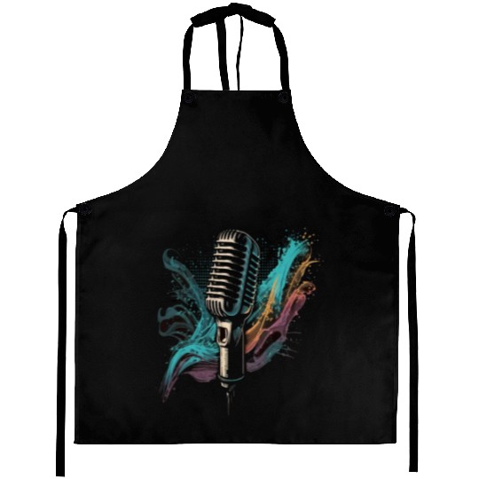 AV Technician Sound Waves Microphone Audio Music Aprons