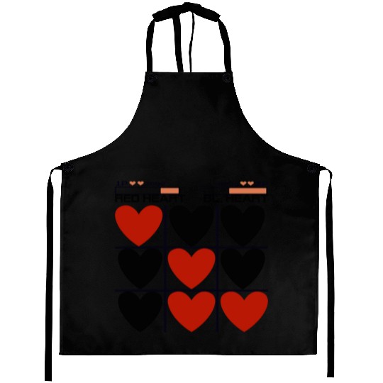 Tic Tac Toe Red Heart vs. Black Heart Aprons