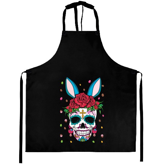 Happy Easter Sunday Dia De Los Muertos Aprons