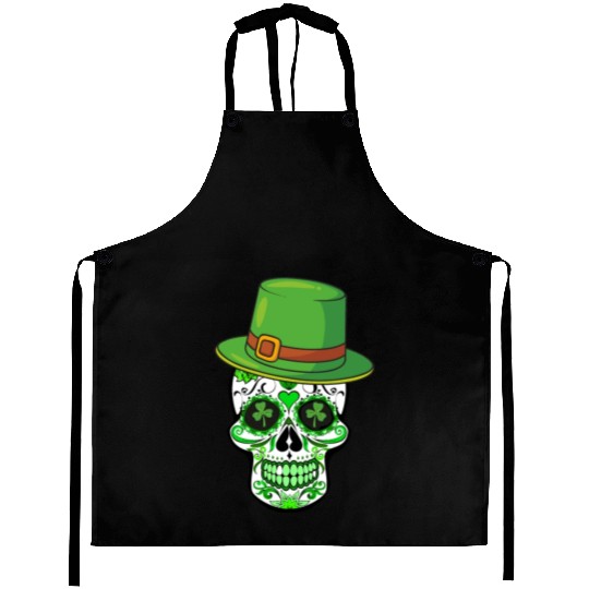 Sugar Skull Saint Patricks Day of the Dead Aprons