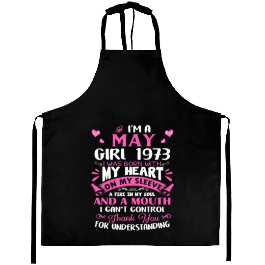 I m A May Girl 1973 50th Birthday Aprons