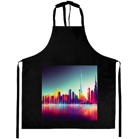 Dubai silhouette skyline abstract art Aprons