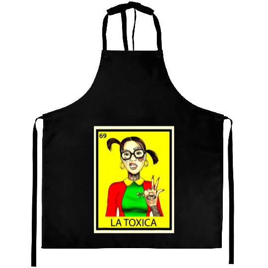 Mexican La Tóxica Lottery Card Funny Tattoos Girls Aprons
