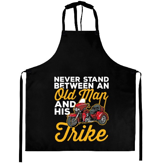 Never Stand Between Old Man And His Motorcycle Aprons
