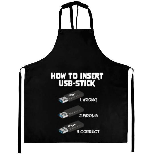 How To Insert USB Stick Funny Programmer Meme Aprons