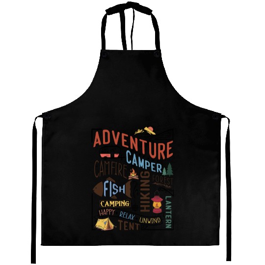 Campfire Hiking Unwind Camping Relax forest fish Aprons