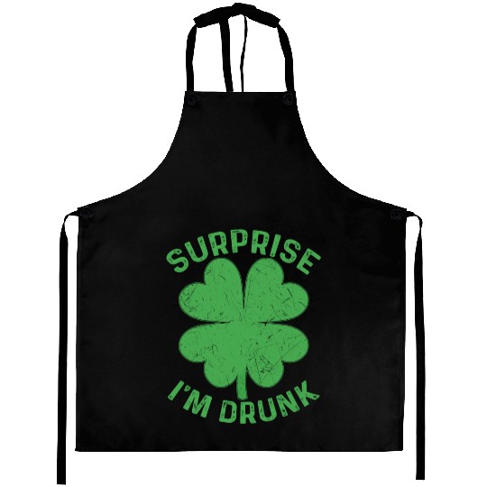 Surprise I'm Drunk Shamrock St. Patrick's Day Aprons