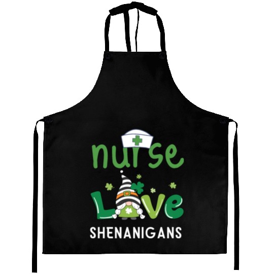 Nurses Love Shenanigans Gnomes Shamrock Aprons