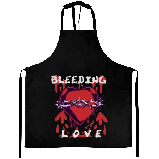 Bleeding love, heart, broken, depressed, dark Aprons