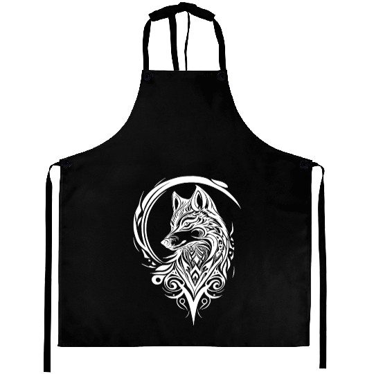 Pretty Wolf Portrait T Tattoo Style Aprons
