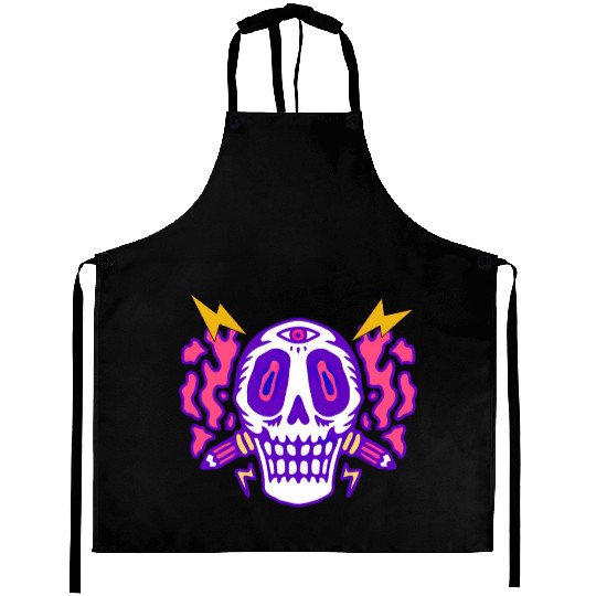 Psychedelic Skull Head Aprons