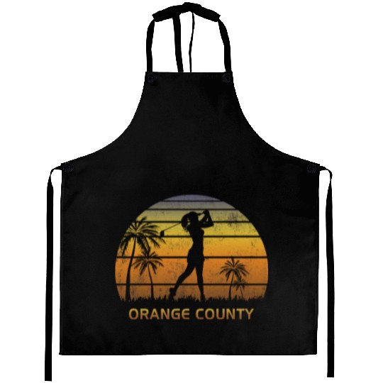 Retro Orange County Women's Golf Golfing Fan Aprons