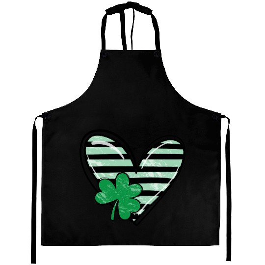 Heart St Patricks Day Shamrock Irish cute Shamrock Aprons