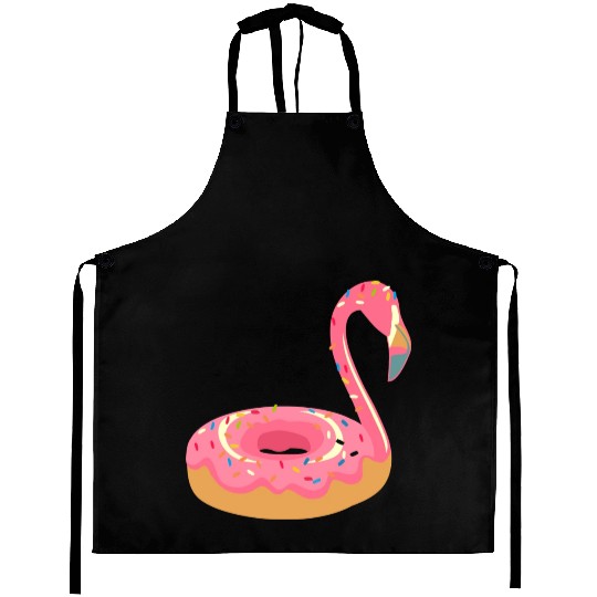 Comic Pink Flamingo Sweet Donut Aprons