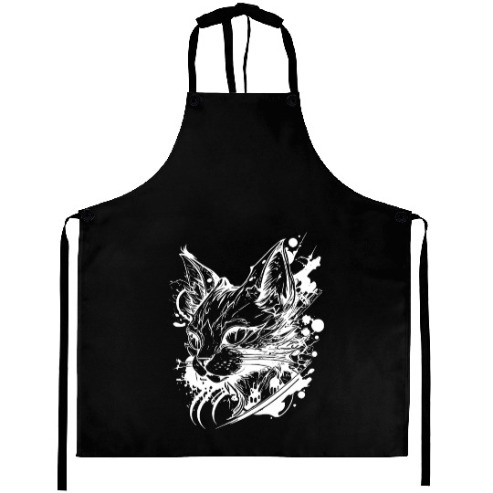 Space Cat In Vintage Tattoo Style Aprons