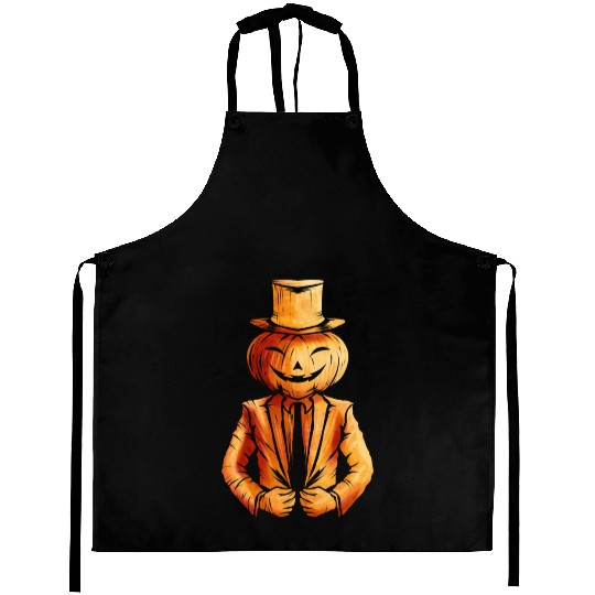 Realistic Jack O Lantern Pumpkin Man In Suit Aprons