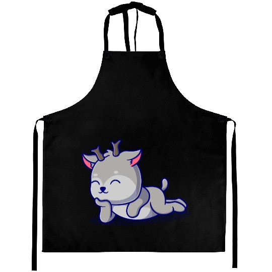 Cute deer cartoon icon illustration gift Aprons