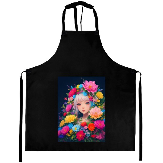 Spring Girl with a bouqet of flowers garland #16 Aprons