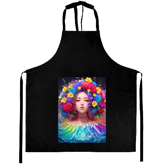 Spring Girl with a bouqet of flowers garland #17 Aprons
