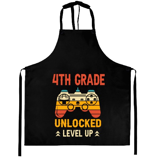 4th Grade Unlocked Level Up Video Gamer Aprons