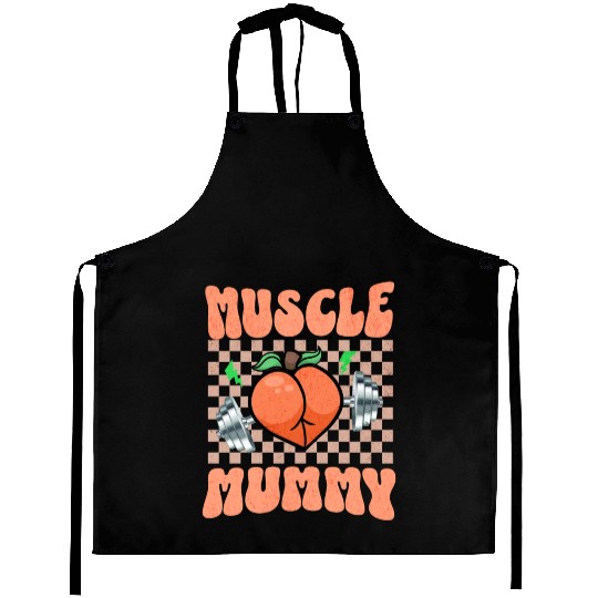 Muscle Mommy Gym Bodybuilder and Weightlifting Gif Aprons