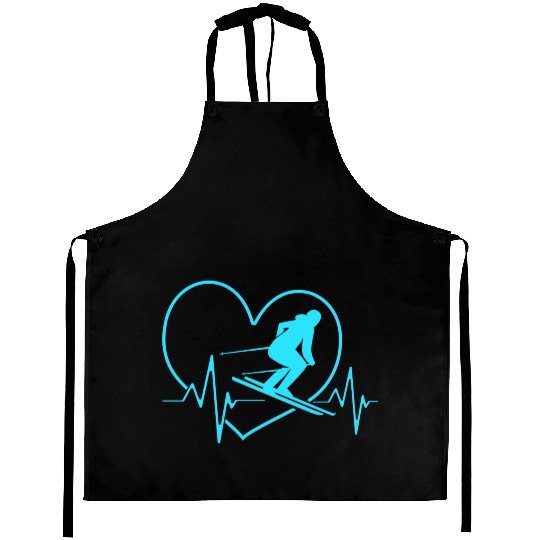 Ski Skier For Women Skiing Heartbeat Aprons