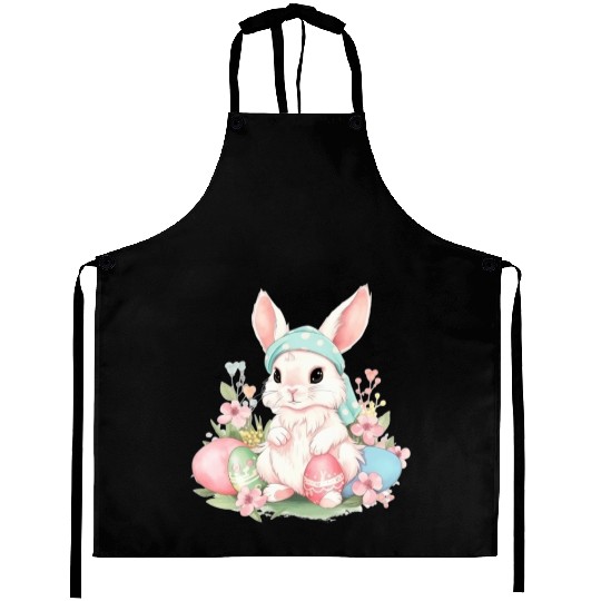 Cute Sweet Easter Bunny Rabbit Easter Eggs Aprons