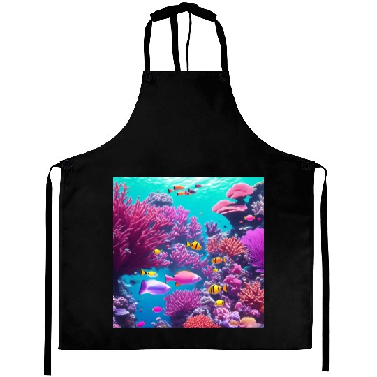 Viral magenta coral reef with tropical fish Aprons