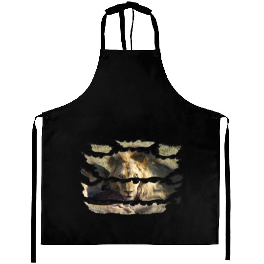 Ripped Wildlife Lion Stare Aprons