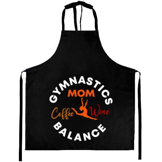 Gymnastics Mom Coffee Wine Balance fitness, gym Aprons