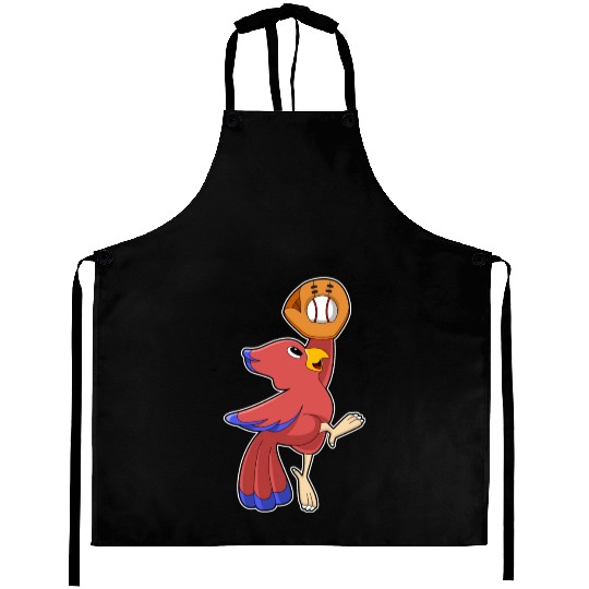 Bird At Baseball With Baseball Glove Aprons