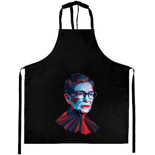 Ruth Bader Ginsburg low polygon design red blue Aprons