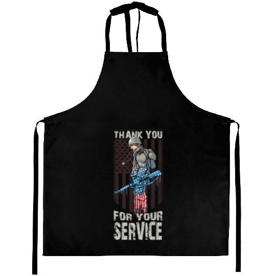 Thank You For Your Service Veteran US Flag Veteran Aprons
