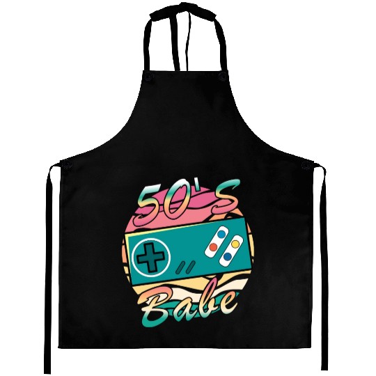 Gamer Girl Babe Retro 50s 1950 Aprons