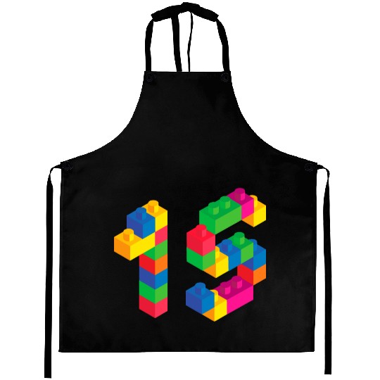Cute Block Building 15th Birthday Gift 15 Year Aprons