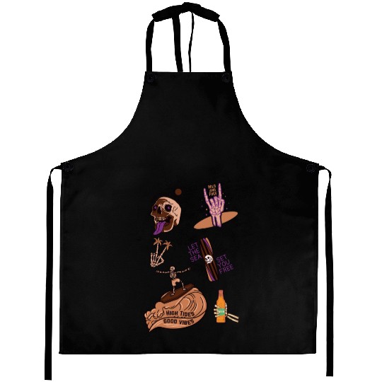 Brown Purple Skeleton Aprons