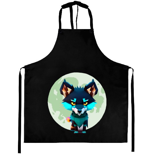 Cute Wolf Moon Graphic Aprons