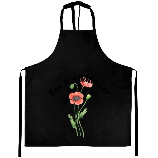 Bee a wildflower, poppies Aprons