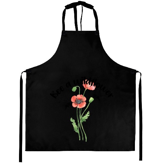 Bee a wildflower, poppies Aprons
